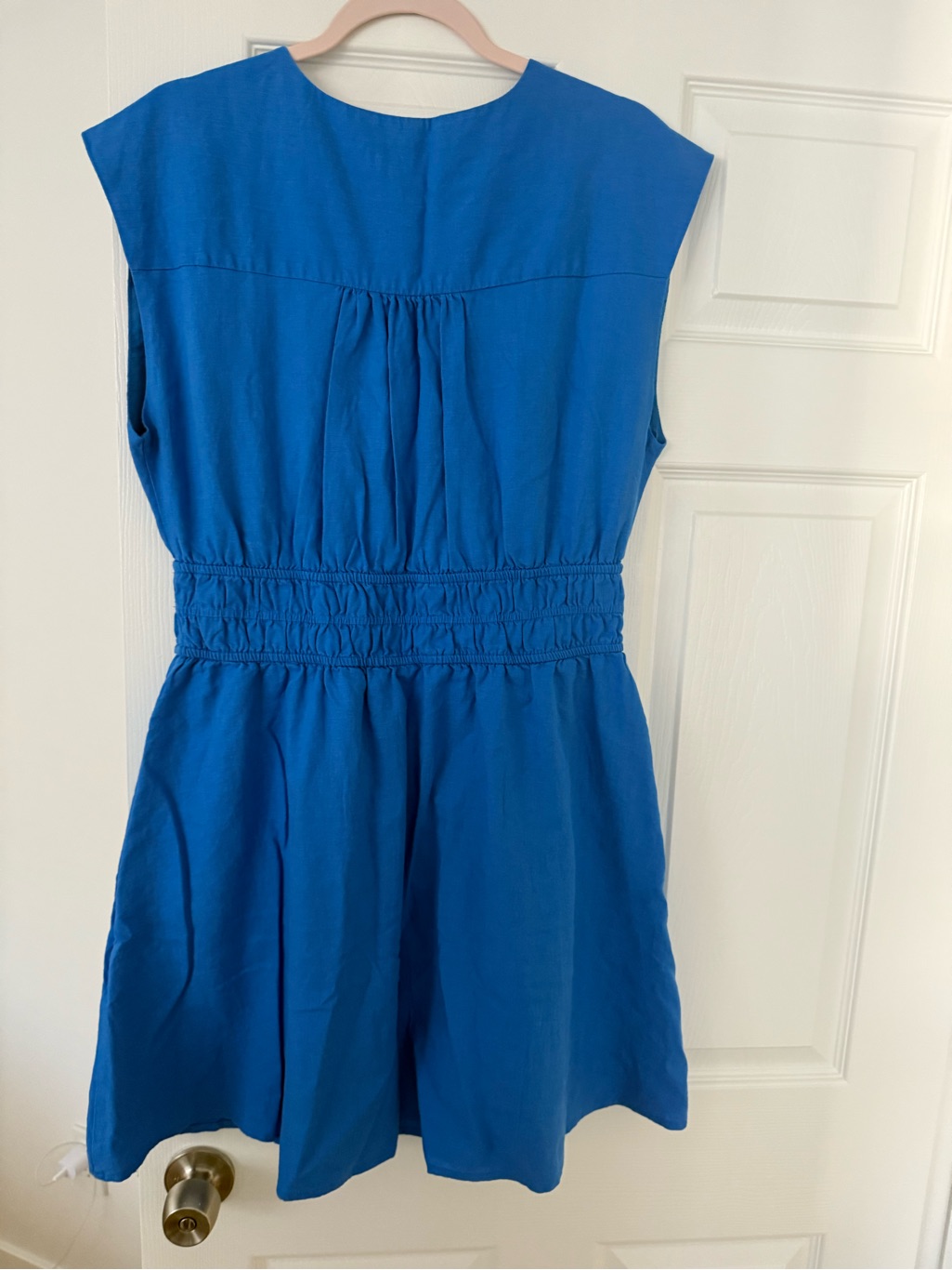 Banana Republic Factory Linen Blend Smocked Waist Blue Mini Dress — image 5 of 8